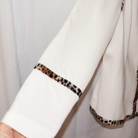 Midnight Velvet Size 12 White Jacket Animal Trip Polyester Hook Eye Lined - Picture 9 of 14